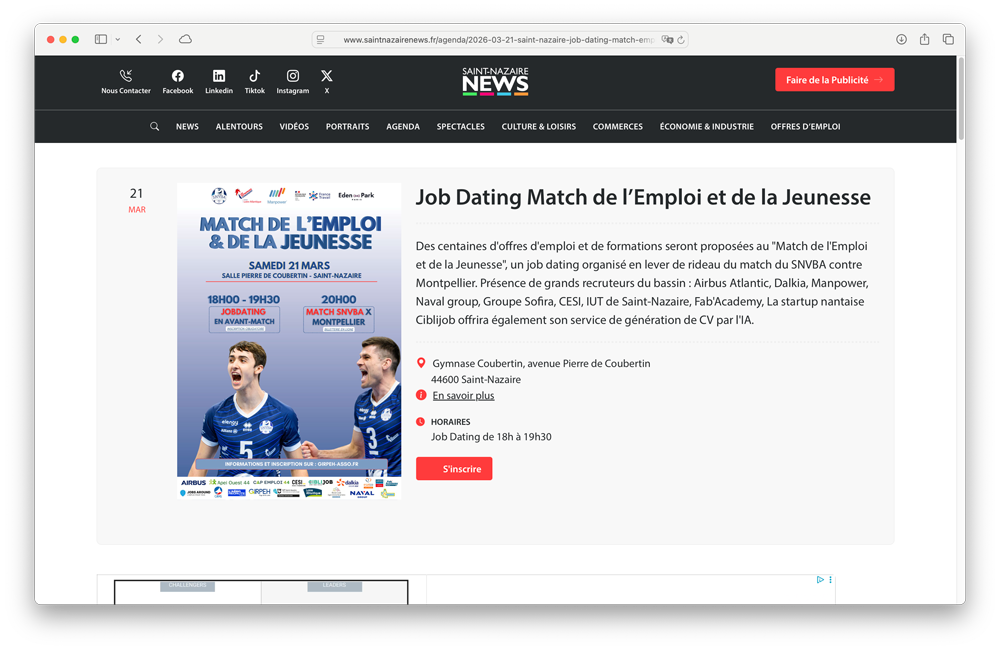 Job Dating Match de la Jeunesse