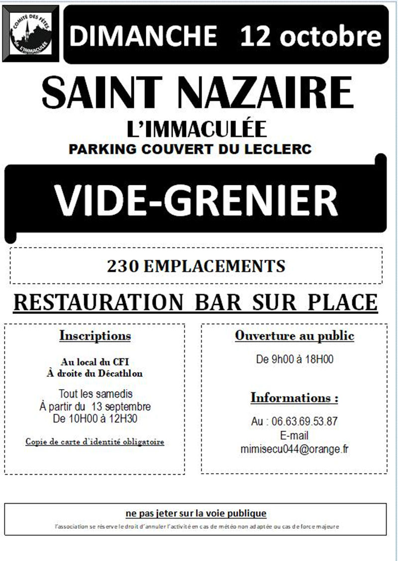 Vide-grenier à l’Immaculée