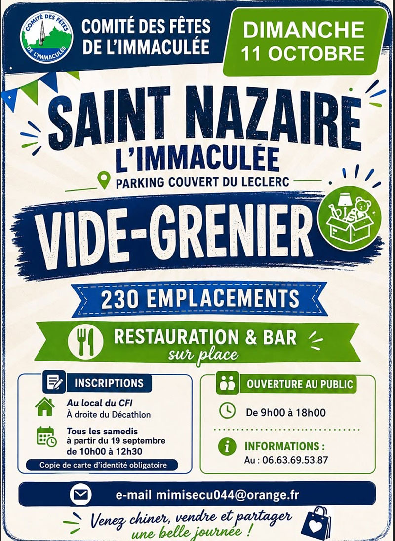 Vide-grenier du comité des fêtes de l’Immaculée