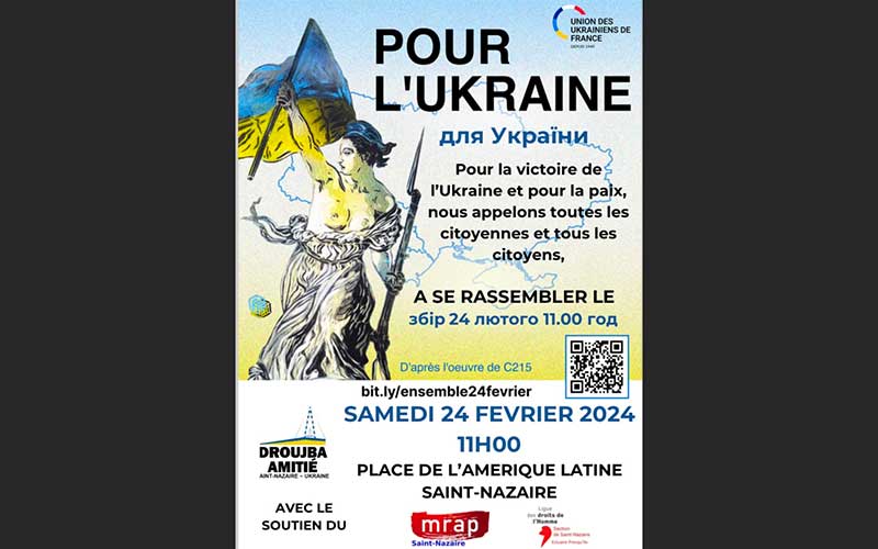 Saint-Nazaire : un rassemblement pour la Paix en Ukraine le samedi 24 février