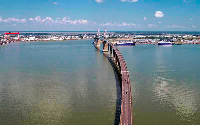 Tempête Louis : fermeture de la voie centrale du Pont de Saint-Nazaire