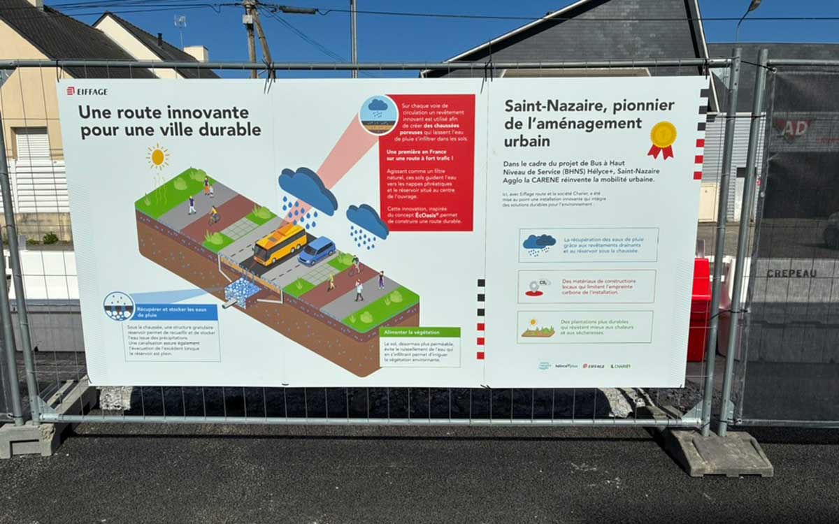 Eiffage et la Ville de Saint-Nazaire testent pour la 1ère fois en France une voirie lourde 100% perméable