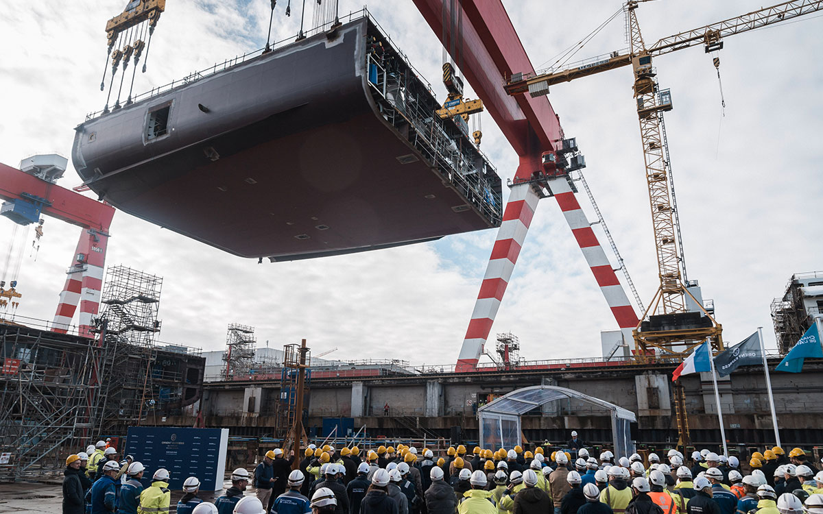 Saint-Nazaire : mise sur cale de l’Orient Express Olympian, futur voilier-palace d’exception