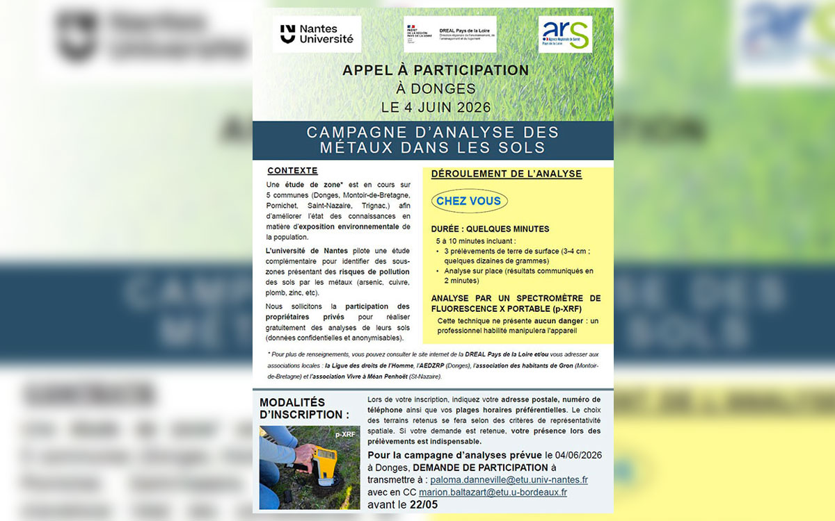 Donges : les propriétaires invités à s’inscrire pour une analyse gratuite des métaux dans leurs sols