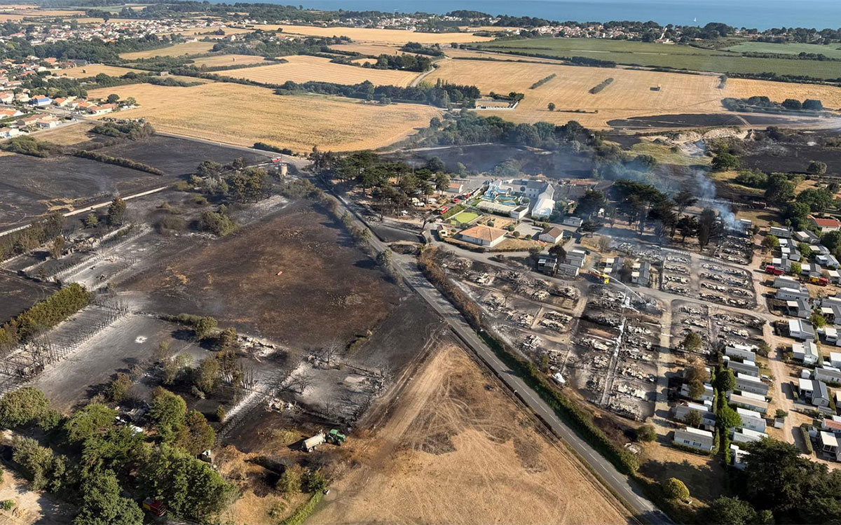 La Plaine-sur-Mer : des mobil-homes et une habitation partis en fumée, un pompier blessé