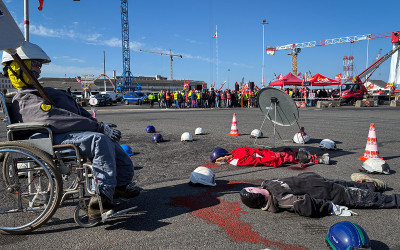 Devant les Chantiers de l’Atlantique, la CGT appelle les travailleurs à reprendre la main sur leur sécurité