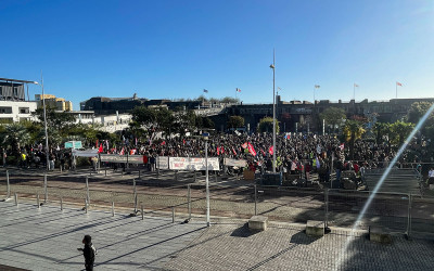 17 octobre à Saint-Nazaire : les manifestants se rassemblent place de l’Amérique Latine