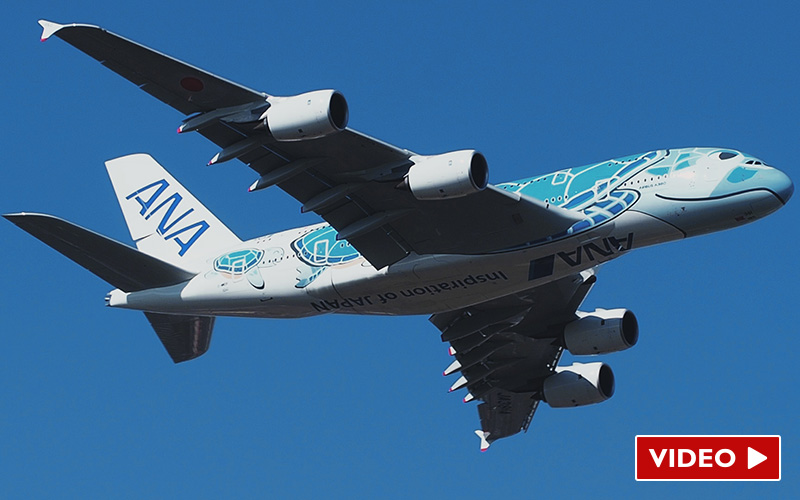 Survol d’un Airbus A380 “tortue” au-dessus du ciel de Saint-Nazaire